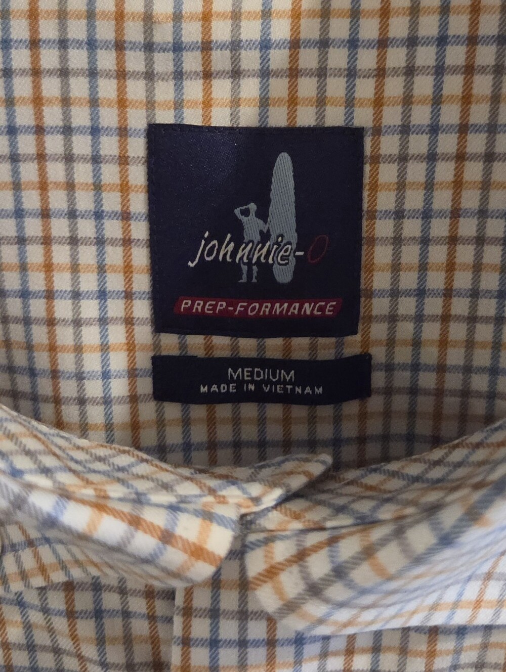 Johnnie-o PREP-FORMANCE Check-Plaid Button-Down Shirt - Size Medium - Orange - Picture 3 of 8